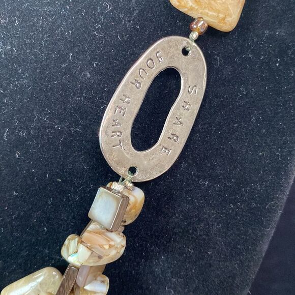 Earth Tone Ceramic Chunky  Inspirational Necklace - Picture 4 of 11